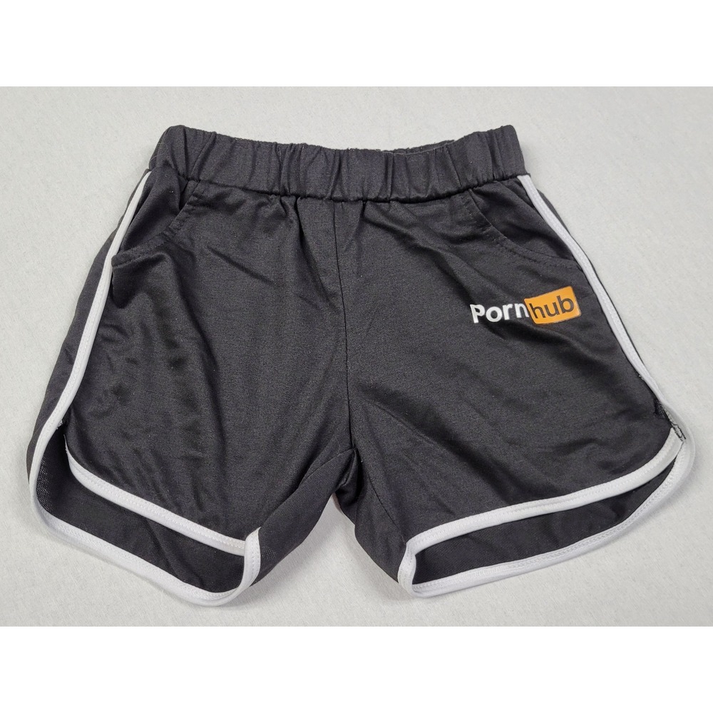 Pornhub Branded Dolphin Shorts Black w/ White Trim Women's Size S